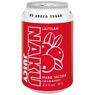 Laitilan Naku Juicy Cranberry 4,5 til-% 0,33L hard seltzer kalorit ja ravintosisältö
