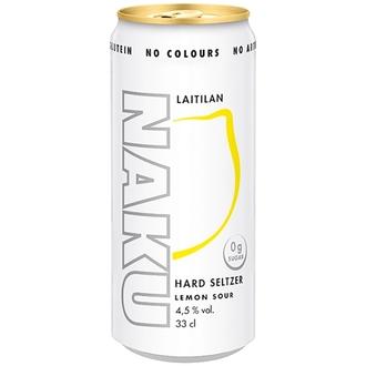 Laitilan Naku Lemon Sour 4,5 til-% 0,33L hard seltzer kalorit ja ravintosisältö