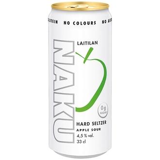 Laitilan Naku Apple Sour 4,5 til-% 0,33L hard seltzer kalorit ja ravintosisältö