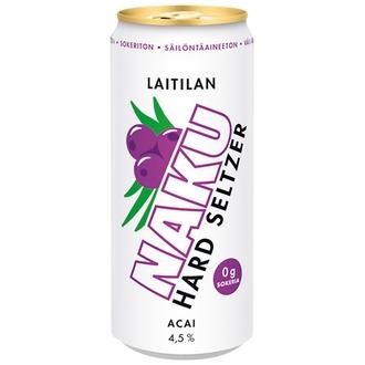 Laitilan Naku Acai 4,5 til-% 0,33L hard seltzer kalorit ja ravintosisältö