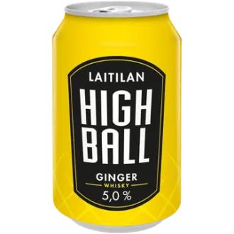 Laitilan Highball Ginger 5,0 til-% 0,33L viskipohjainen inkiväärinmakuinen alkoholijuomasekoitus kalorit ja ravintosisältö - 59 kcal