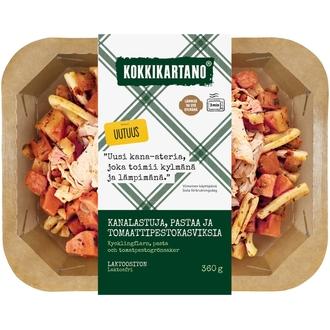 Kokkikartano Kanalastuja, pastaa ja tomaattipestokasviksia 360g kalorit ja ravintosisältö - 159 kcal