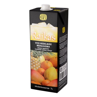 OLVI Raikas Viisi Hedelmää mehujuoma 1L kalorit ja ravintosisältö - 36 kcal