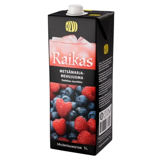 OLVI Raikas Metsämarjamehujuoma 1L kalorit ja ravintosisältö
