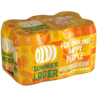 6xOLVI Summer Lager 4,3 % olut 0,33 l tlk kalorit ja ravintosisältö - 34 kcal