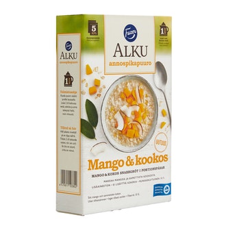 Fazer Alku annospikapuuro mango & kookos 5x40g kalorit ja ravintosisältö - 376 kcal