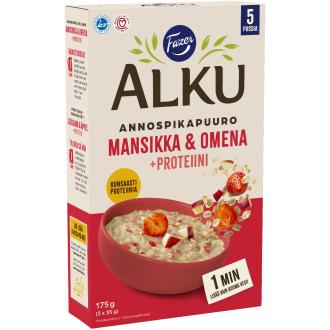 Fazer Alku Mansikka & omena Proteiini annospikapuuro 5x35g kalorit ja ravintosisältö - 367 kcal