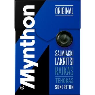 Mynthon Original Salmiakki-Lakritsi sokeriton kurkkupastilli 85g kalorit ja ravintosisältö