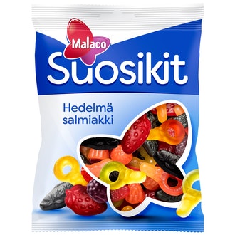 Suosikit 230g Hedelmä-Salmiakki kalorit ja ravintosisältö