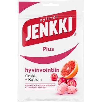 Jenkki Plus Cranberry-Grapefruit ksylitolipurukumi 44g kalorit ja ravintosisältö - 165 kcal