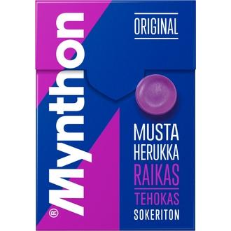Mynthon Original Mustaherukka sokeriton +C kurkkupastilli 85g kalorit ja ravintosisältö