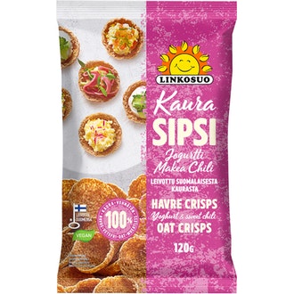 Linkosuo kaurasipsi jogurtti ja makea chili 120g kalorit ja ravintosisältö