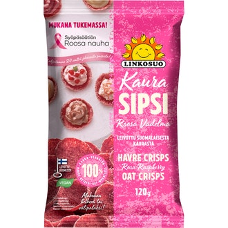 Linkosuo Kaurasipsi 120g vadelma Roosa nauha kalorit ja ravintosisältö