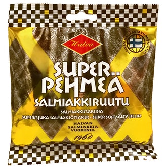 Halva Super Pehmeä Salmiakkiruutu 100g kalorit ja ravintosisältö