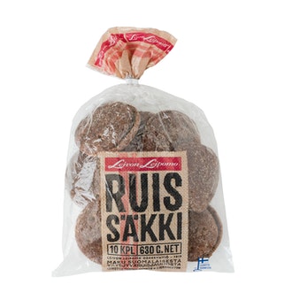 Leivon Leipomo Ruissäkki 10 kpl 630g täysjyväruisleipä kalorit ja ravintosisältö