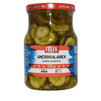 Felix Amerikkalainen kurkkuviipaleita makeassa mausteliemessä 730/380g kalorit ja ravintosisältö - 83 kcal