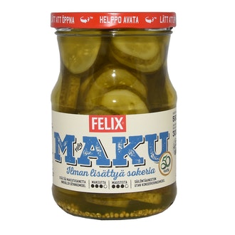 Felix Maku viipaloituja kurkkuja mausteliemessä ilman lisättyä sokeria 560/300g kalorit ja ravintosisältö - 11 kcal