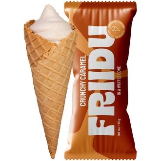 Friidu jäätelötuutti Crunchy Caramel 165ml/95g kalorit ja ravintosisältö