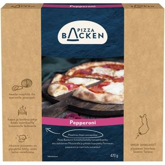 Pizza Backen Pepperoni 470g pakastepizza kalorit ja ravintosisältö