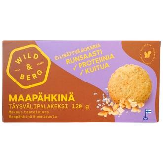 Maapähkinä proteiinikeksi Wild&Berg täysvälipala gluteeniton 120 g kalorit ja ravintosisältö