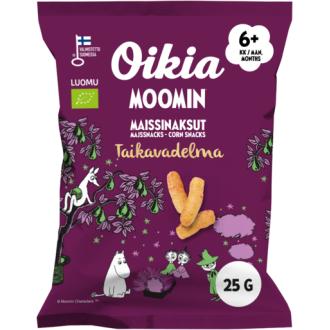 Oikia Moomin Luomu maissinaksut Taikavadelma 25 g 6kk gluteeniton kalorit ja ravintosisältö - 441 kcal
