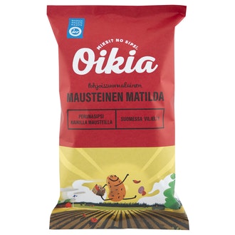 Oikia Mausteinen Matilda kaikilla mausteilla perunalastut 250g kalorit ja ravintosisältö