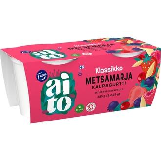 Fazer Aito Kauragurtti Metsämarja 2x125g, fermentoitu kauravälipala kalorit ja ravintosisältö - 62 kcal