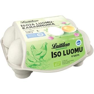 Laitilan Kanatarha iso luomu kananmuna L6 kalorit ja ravintosisältö