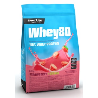 Whey80 600g mansikka stevia kalorit ja ravintosisältö