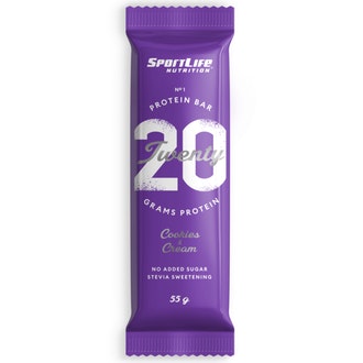 TWENTY Protein Bar 55g Cookies-Cream kalorit ja ravintosisältö