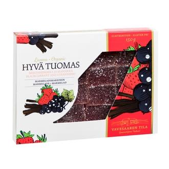 Vavesaaren Tila 150G Luomu Hyvä Tuomas Mustaherukka Ja Mansikka Marmeladimakeinen kalorit ja ravintosisältö