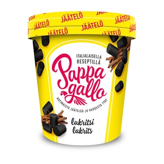 Pappagallo Lakritsijäätelö 500ml  Lakton kalorit ja ravintosisältö