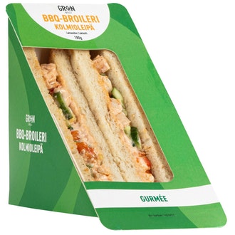 Greendeli Gurmee kolmari 180g BBQ-broiler kalorit ja ravintosisältö - 202 kcal