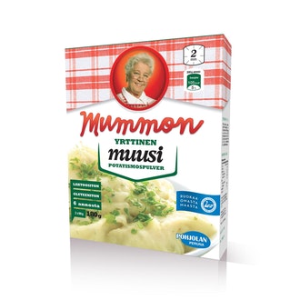 Mummon muusi yrttinen perunamuusijauhe 180g kalorit ja ravintosisältö - 340 kcal