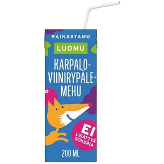 Raikastamo Luomu Rypäle-Karpalopillimehu 200ml kalorit ja ravintosisältö - 39 kcal