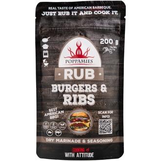 Poppamies Rub Burgers & Ribs mausteseos 200g kalorit ja ravintosisältö - 248 kcal