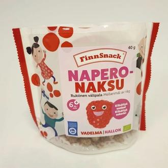 Finnsnack Naperonaksu Luomu Vadelma Rukiinen Välipala 40G kalorit ja ravintosisältö
