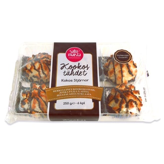 Satumaista 250g Kookostähdet, gluteeniton kalorit ja ravintosisältö