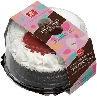 Satumaista 730g Mansikka-suklaa täytekakku kalorit ja ravintosisältö