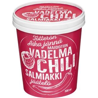 Tötterö 500Ml Vadelma-Chilijäätelö Salmiakkikastikkeella Vegaaninen kalorit ja ravintosisältö