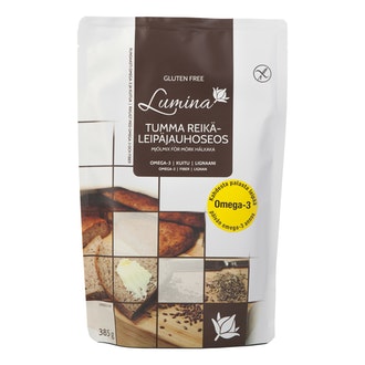 Lumina 385g gluteeniton tumma reikäleipäjauhoseos kalorit ja ravintosisältö