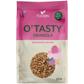Foodin O`Tasty Vadelma-Kauragranola 350g kalorit ja ravintosisältö - 439 kcal