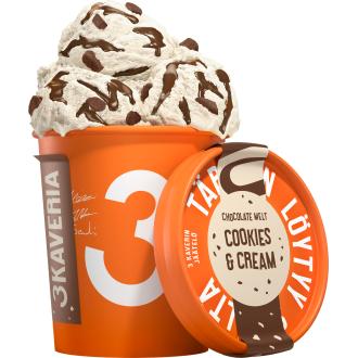 3 Kaveria Chocolate Melt Cookies & Cream jäätelö 500ml/400g kalorit ja ravintosisältö - 263 kcal