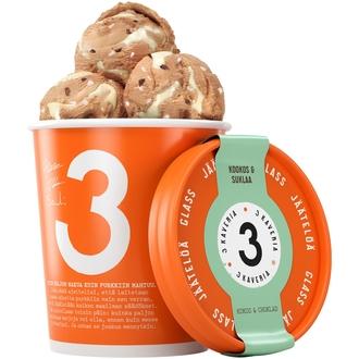 3 Kaveria Kookos & Suklaa jäätelö 500ml/400g kalorit ja ravintosisältö