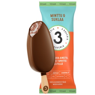 3 Kaverin jäätelöpuikko 80g vegan minttusuklaa G kalorit ja ravintosisältö