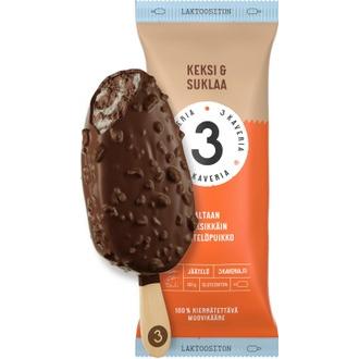 3 Kaverin Laktoositon jäätelöpuikko Keksi & Suklaa 80g kalorit ja ravintosisältö - 314 kcal