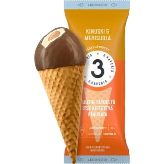 Kolmen Kaverin Jäätelö Laktoositon Kinuski & Merisuola jäätelötuutti 150ml/95g kalorit ja ravintosisältö - 330 kcal