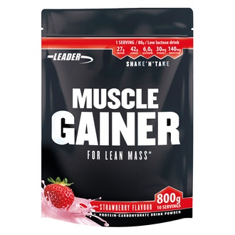 Leader Muscle Gainer mansikka 800g kalorit ja ravintosisältö