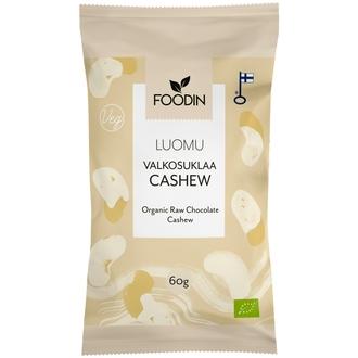 Foodin Valkosuklaacashew luomu 60g kalorit ja ravintosisältö