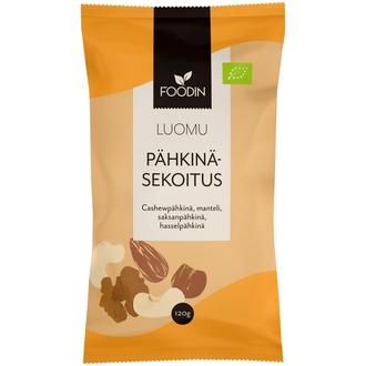 Foodin Pähkinäsekoitus Luomu 120G kalorit ja ravintosisältö